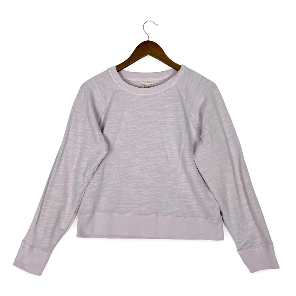 J.CREW Vintage Fleece Sweater Womens Medium Purple Crewneck Cropped 100% Cotton